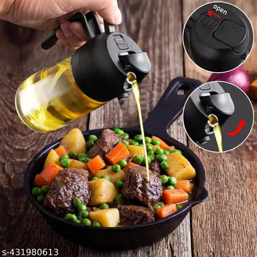 Oil Sprayer And Dispenser Bottle for Kitchen,2 in 1 Olive Oil Mist Sprayer and Oil Dispenser 500ML for Cooking,BBQ, Air Fryer, Salad, Frying, Baking
